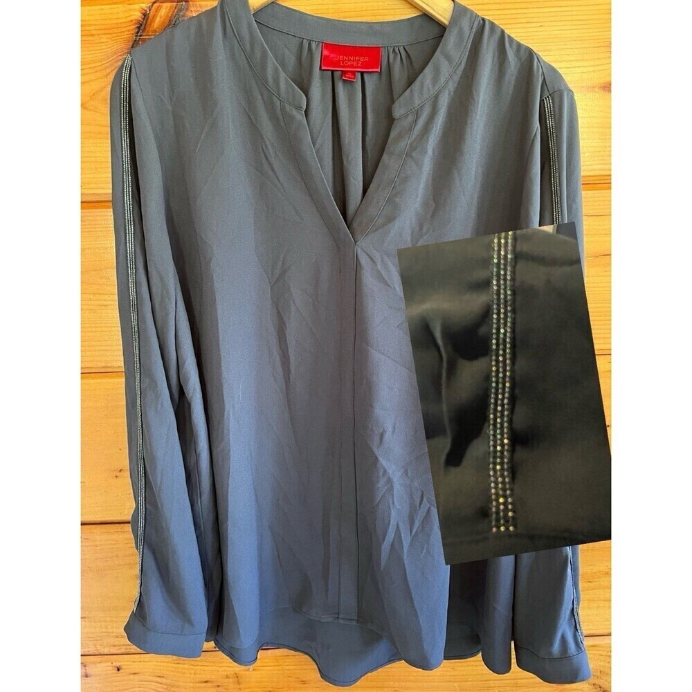 Jennifer Lopez Decorative Sleeve Blouse Women's XLLarge V-Neck Long Sleeve